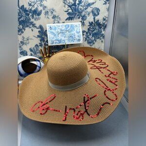🆕 EUGENIA KIM 🧿 NWT Sunny "Do Not Disturb" Floppy Sun Hat, Brown & Red